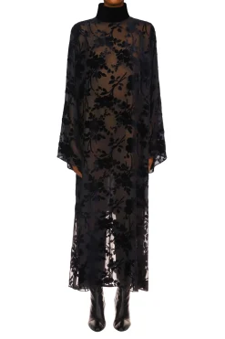 Black Burnout Velvet Tunic Dress