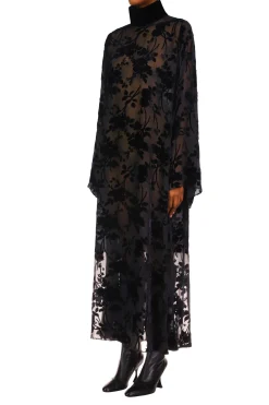 Black Burnout Velvet Tunic Dress