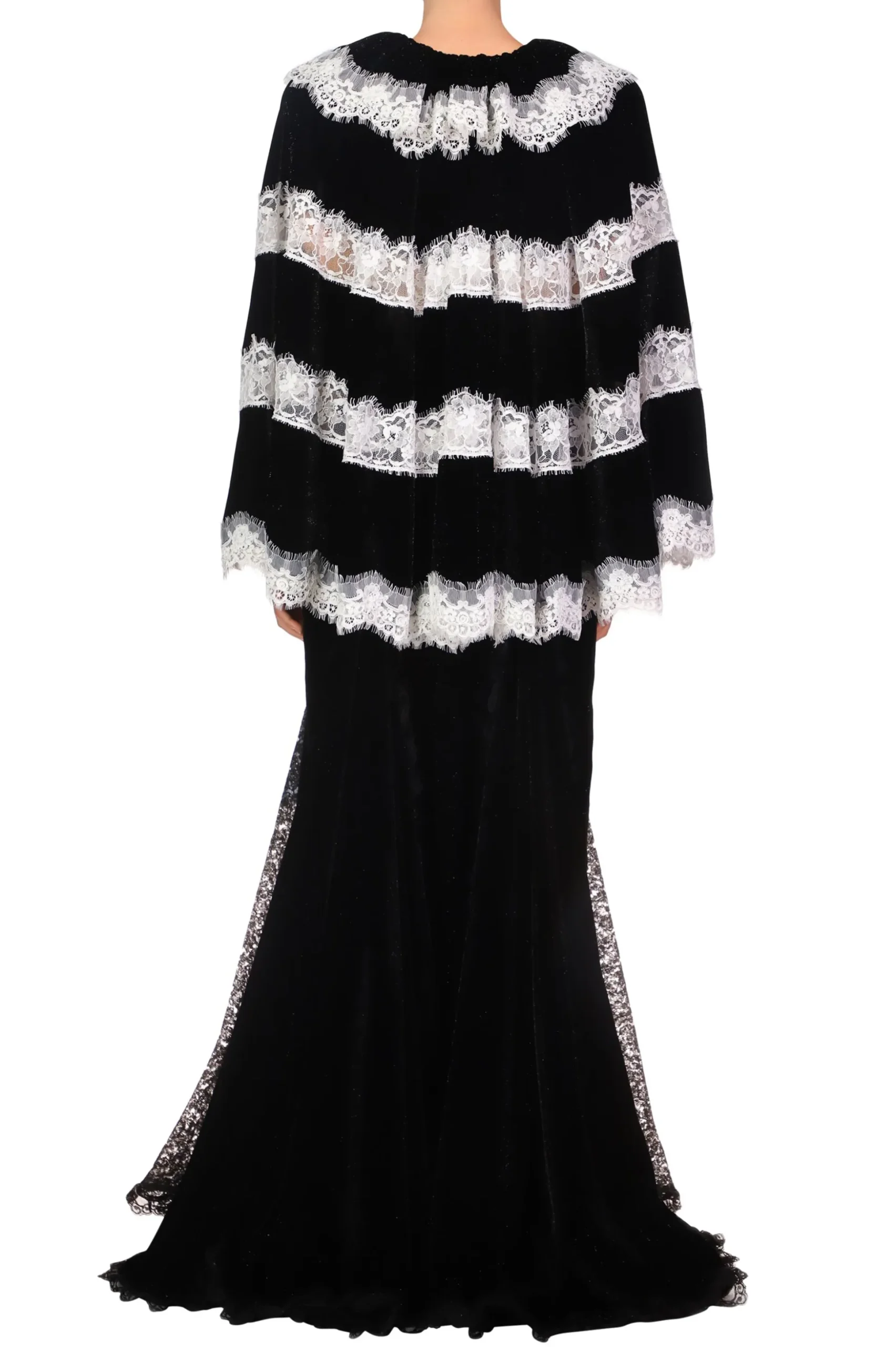 Metallic Black And White Lace Capelet