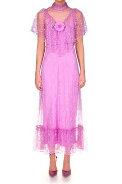 Orchid Purple Floral Lace Dress