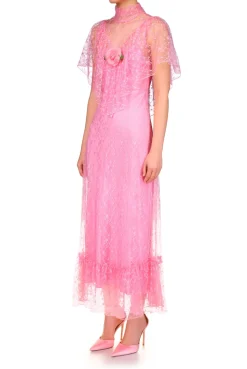 Pink Floral Lace Dress