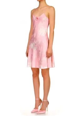 Pink Floral Printed Bias Mini Slip Dress
