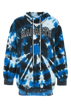 Radarte Tie Dye Hoodie Dress With Rhinestone Necklace