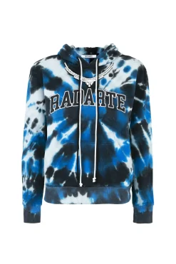 Radarte Tie Dye Hoodie With Rhinestone Necklace