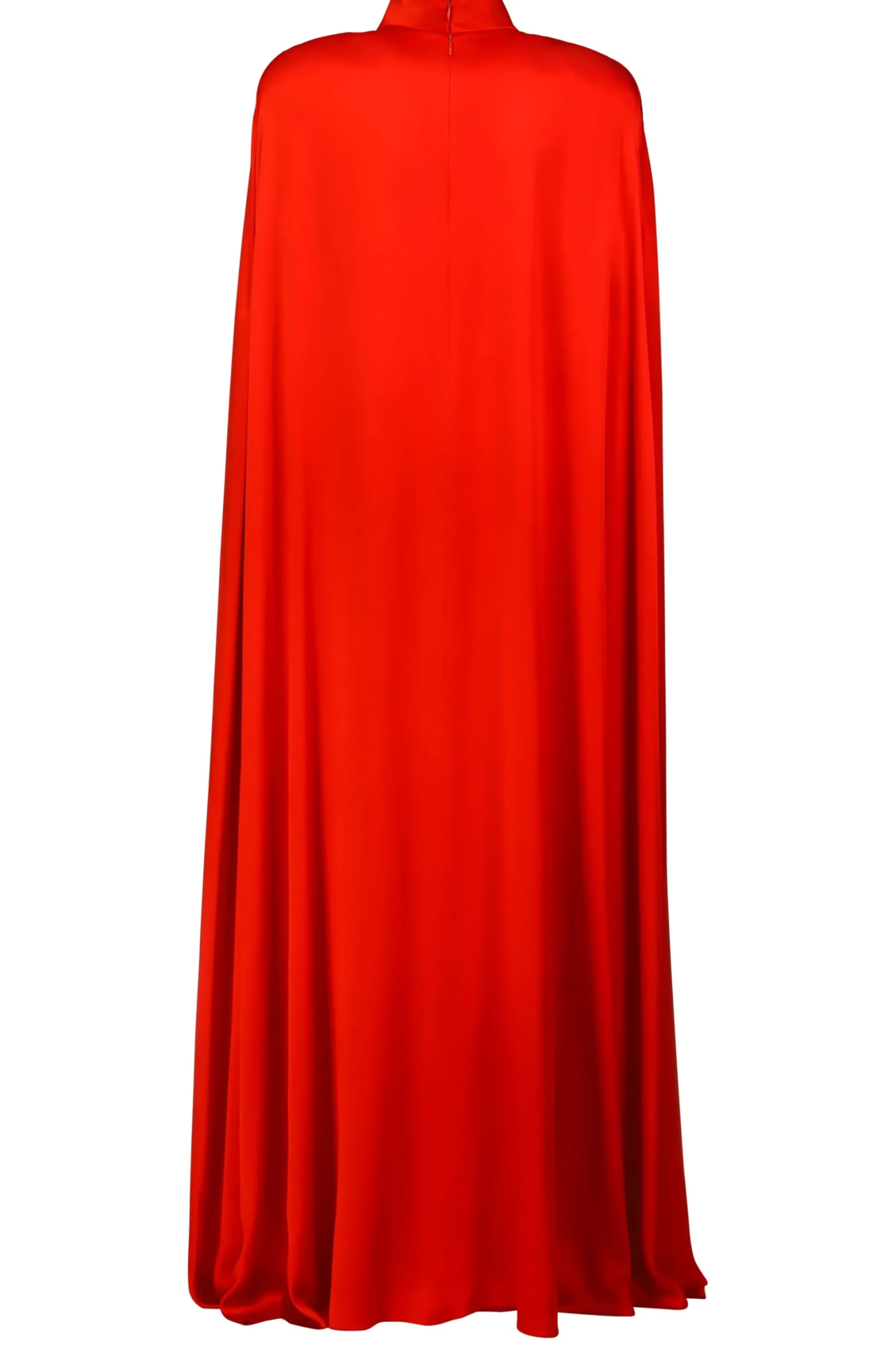Red Silk Satin Cape Gown