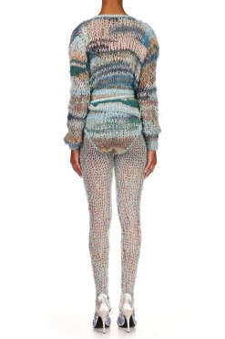 Sea Foam Loose Hand Knit Wrap Sweater