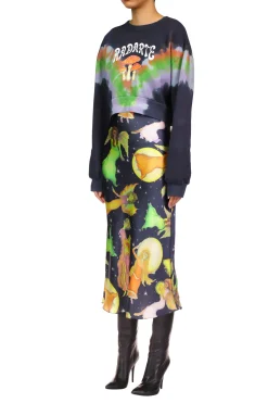Tie Dye Mushroom Print Radarte Crop Sweatshirt