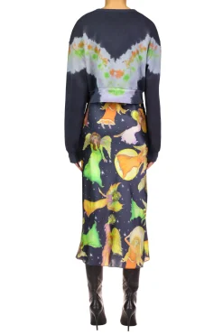 Tie Dye Mushroom Print Radarte Crop Sweatshirt